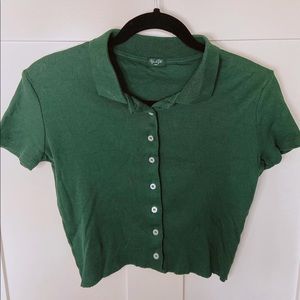 Brandy Melville Green Button Up Tee
